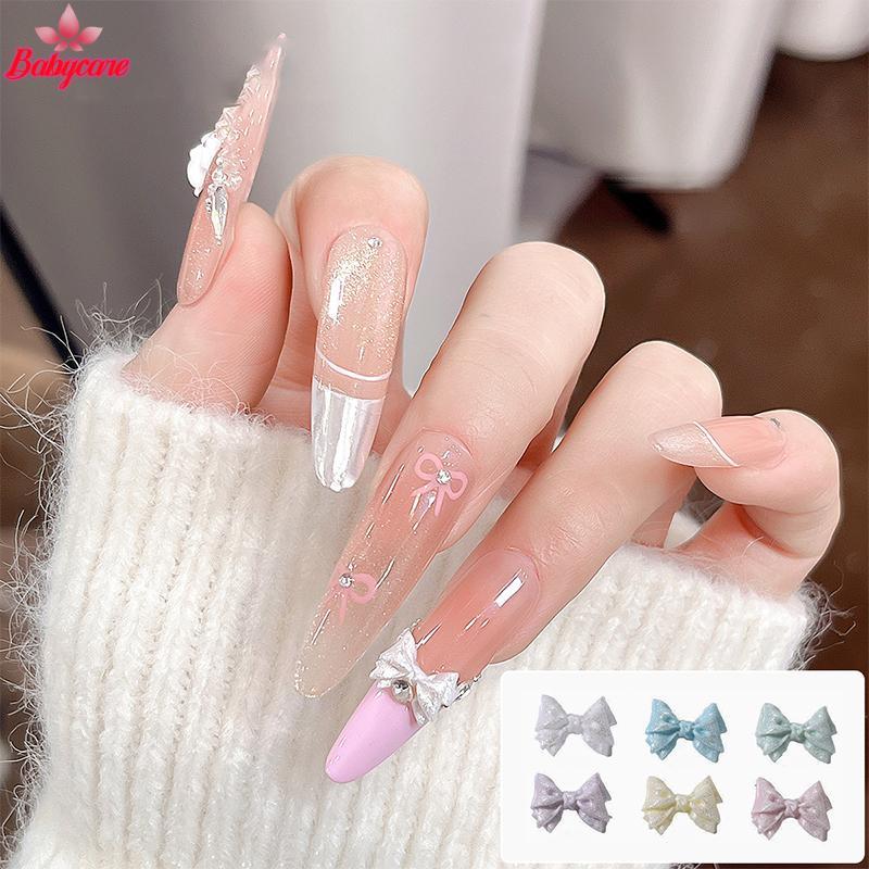 <BYCE-t> 50PCS Pearlescent 3D เล็บโบว์ Charm สําหรับเล็บตกแต่งออกแบบ Kawaii เล็บเครื่องมือ Bow-knot DIY Craft Supplies ราคา ถูกที่สุด ดีลบีเคเค แกลเลอรีภาพที่ 3