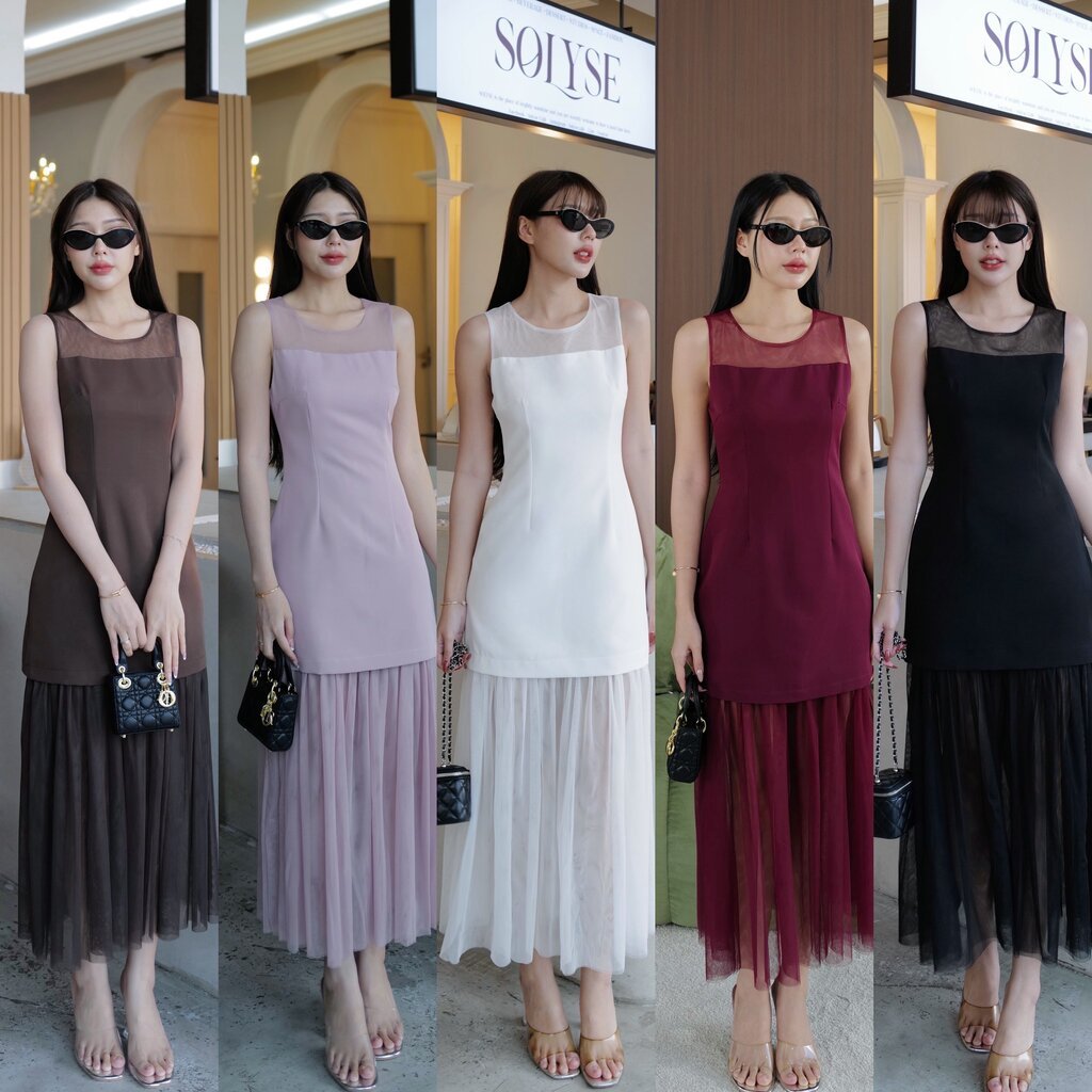 #5042#eve 💕💕งานเดรสเก๋สวย ด้านบน ช่วงอกแต่งซีทรู ทรงเรียบหรูดูแพงมากกก