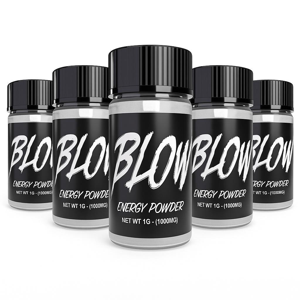 Blow Energy - 1g - 5 Pack - 400mg Caffeine Per Container - Pre-Workout Powder Energy plement for Fit