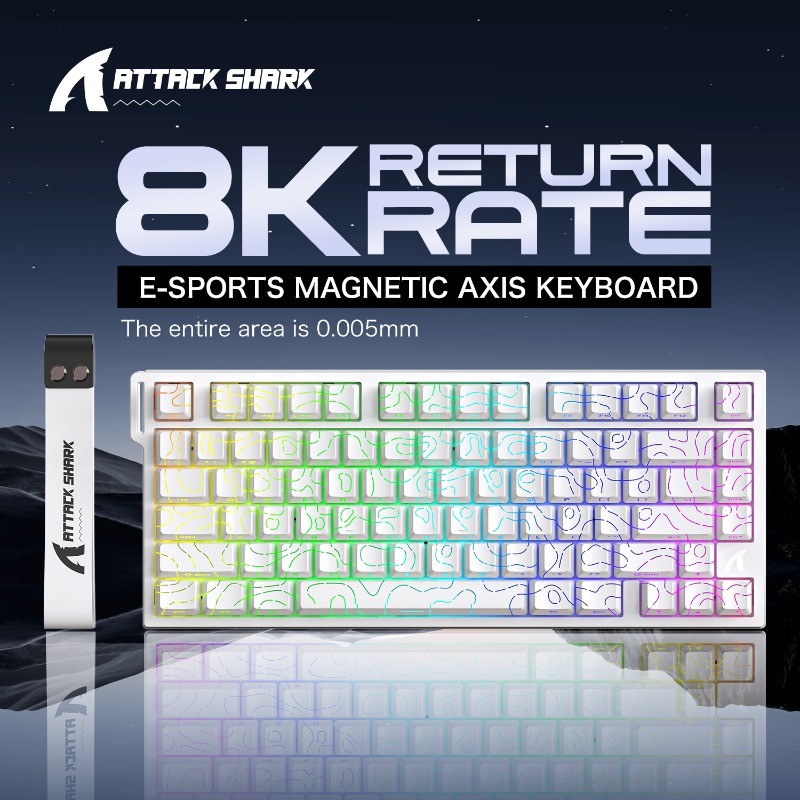 ATTACK SHARK R82HE คีย์บอร์ดเกมกลแบบมีสาย - เค้าโครง 75% Hall Effect สวิตช์แม่เหล็ก 8KHz Polleling R