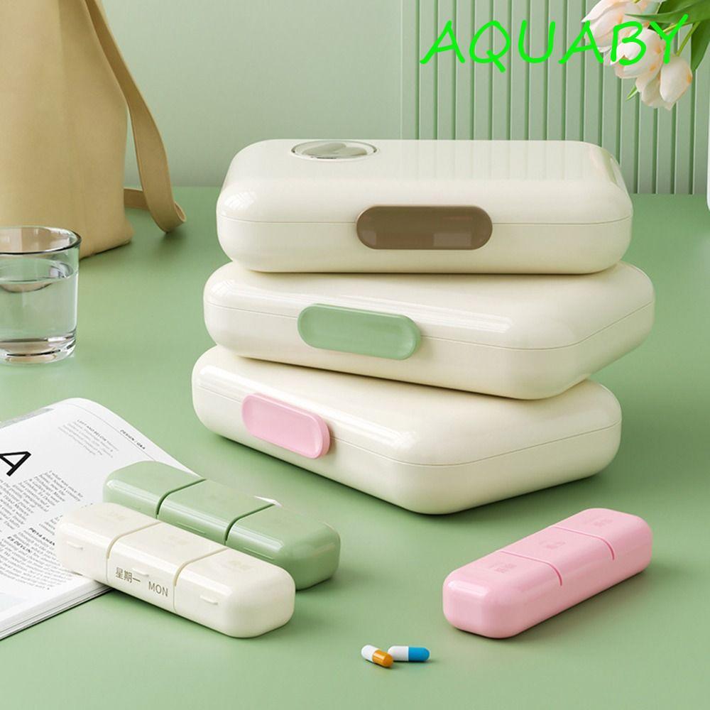 AQUABY ที่เก็บยา 7 วัน, กันฝุ่น 21/28 ตารางกล่องยาทุกวัน, ที่เก็บยา Moisture-proof Week Mark ความจุข