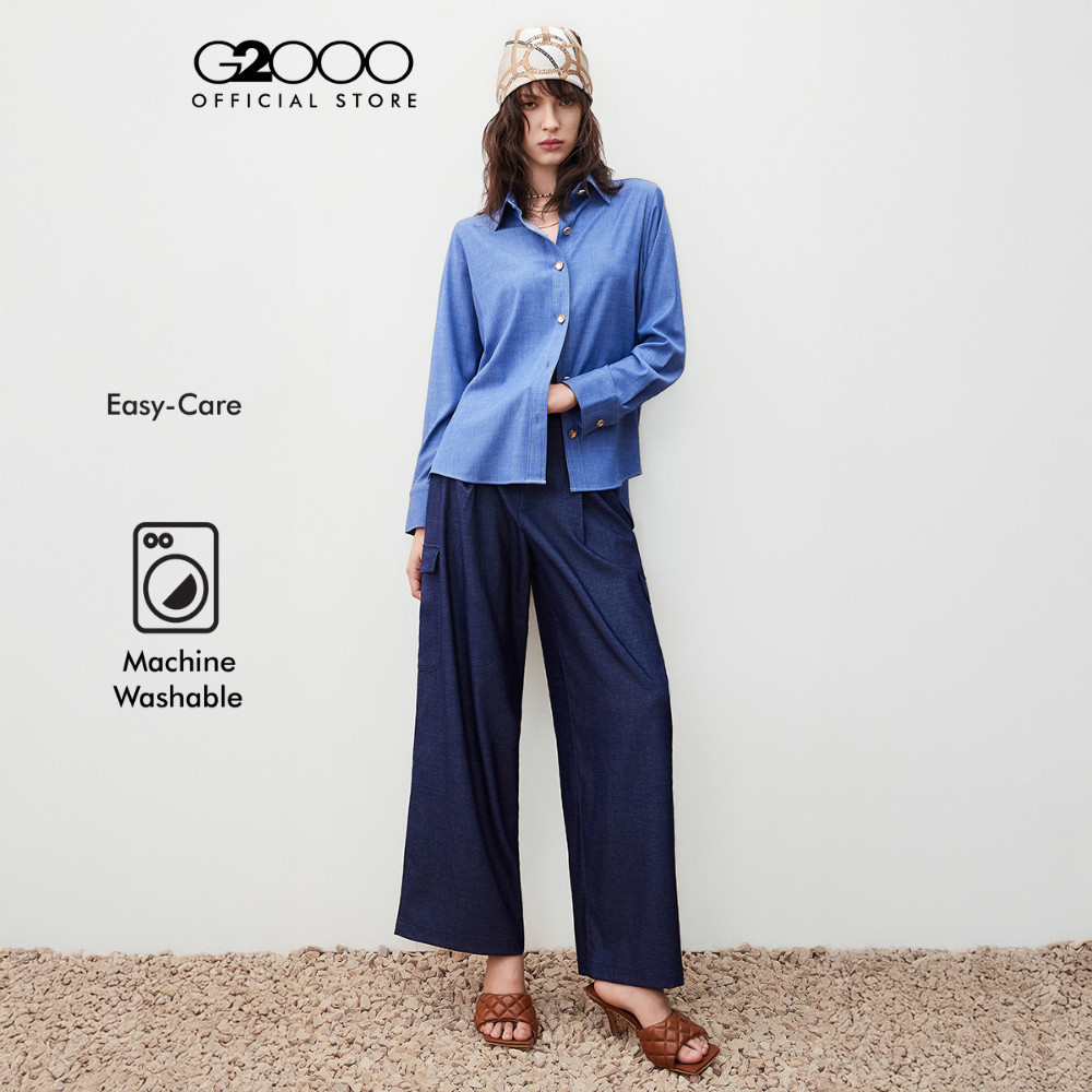 G2000 กางเกงขายาวสำหรับผู้หญิง Wide leg ทรง Wide leg รุ่น 5626123778 สีเดนิม