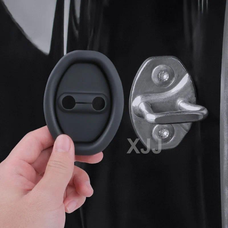 4PCS สําหรับ AUDI A6 A4 A3 A7 A5 Q3 Q5 2019 2020 2021 2022 2023 ซิลิโคนรถประตูล็อคป้องกันสติกเกอร์