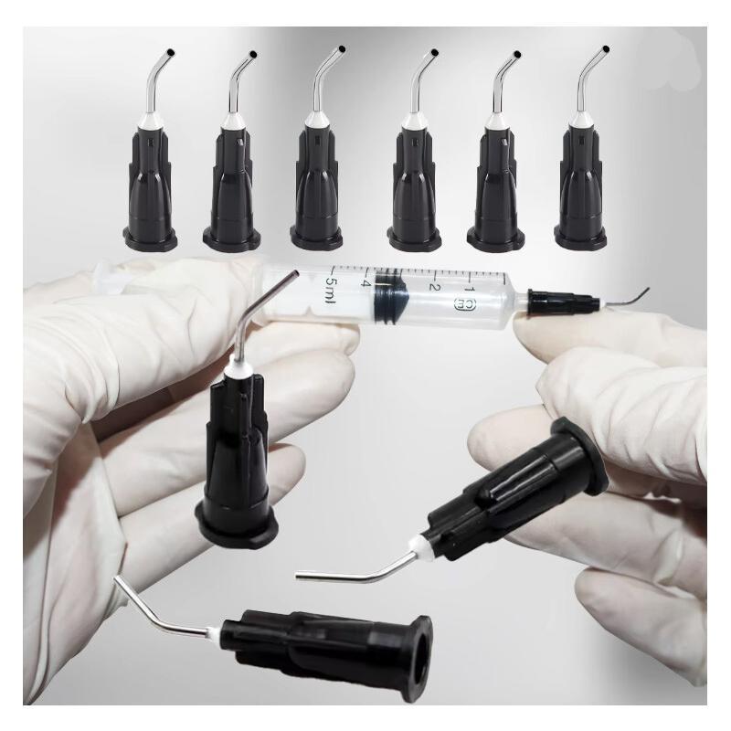 100pcs/bag Disposable Etchant Resin Flow Composite Needle Tip 25/20G Dental Composite Resin Pre Bent