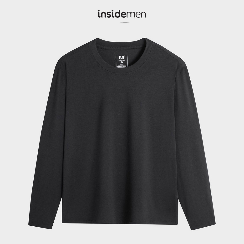INSIDEMEN เสื้อความร้อนแขนยาวผู้ชายรอบคอซี่โครงรูปแบบ Body Fit ILT019BZ