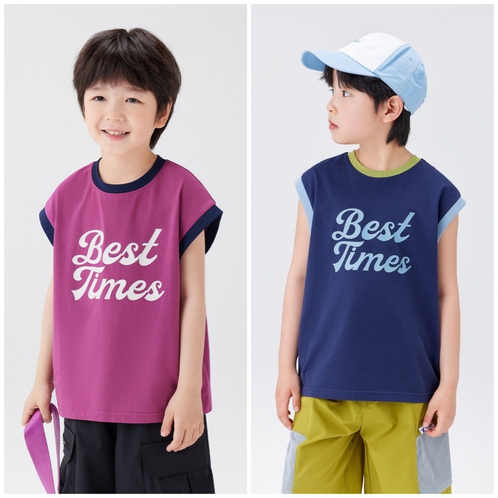 KIDSZONE เสื้อยืดแขนกุดเด็กผู้ชาย คอกลม ทรงเท่ รุ่น A2122