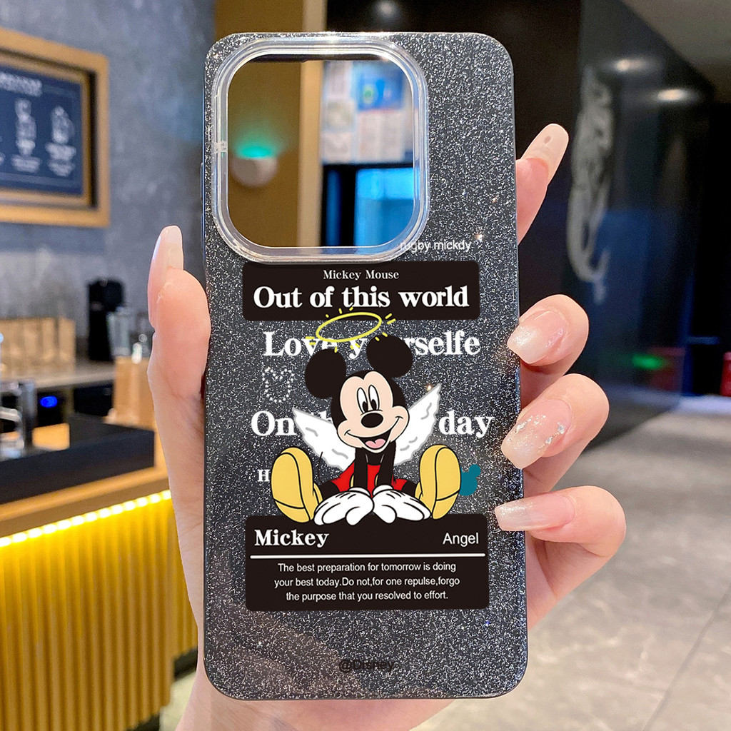 เข้ากันได้กับ OPPO A60 A38 A17 A57 A78 A58 Angel Football Mickey Reflactive Hard Case Cover SF