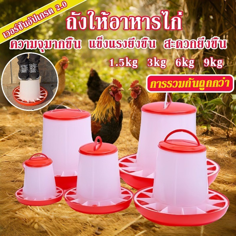 ถังให้อาหารไก่ ถังให้อาหารไก่อัตโนมัติ อาหารไม่รั่วไม่กระจาย วัสดุทนทาน อุปกรณ์จำเป็นสำหรับชาวเลี้ยงไก่
