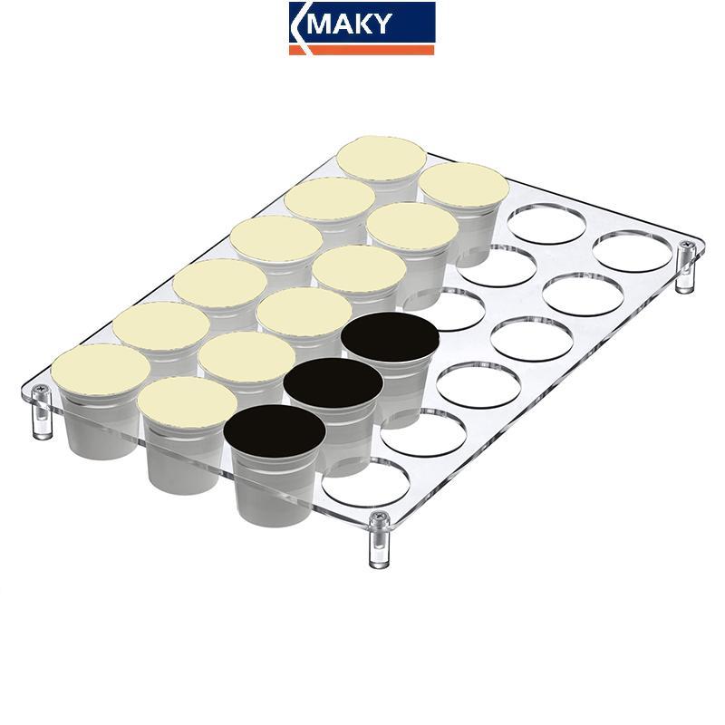 MAKY 24-Slot กาแฟแคปซูลผู้ถือลิ้นชัก Organizer Traypatible K-Cup กาแฟ Pods อะคริลิคแคปซูลจอแสดงผล Ra