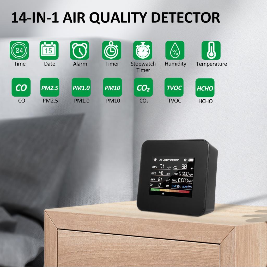 Buybybuy Garosa 14 in 1 Air Quality Monitor CO2 CO TVOC HCHO อุณหภูมิความชื้น PM2.5 PM1.0 PM10 เครื่