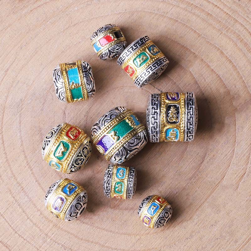 ลูกปัดบาร์เรล 18K Six-Character Mantra Five-Way God of Wealth Accessories