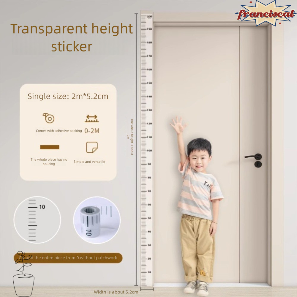 แฟรนซิคัล สติ๊กเกอร์วัดส่วนสูง, แผนภูมิการเจริญเติบโตของเด็กความสูง 2ม, เทปวัดความสูงแบบถอดได้โปร่งใสแบบมีกาวในตัวใช้ในบ้าน