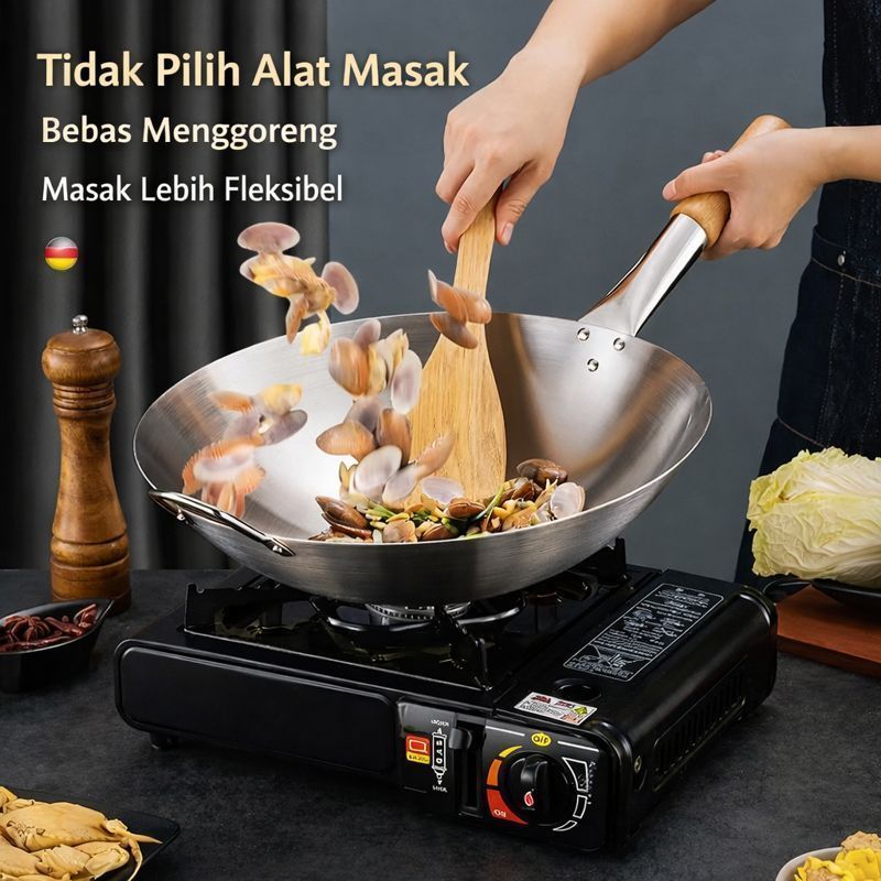 Venus Store-Wok Kual Wajan / กระทะทําอาหาร สแตนเลสไม่ติด 304 - ไม่มีซับใน ด้ามจับสแตนเลส คุณภาพระดับ