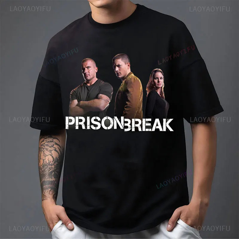 เสื้อยืดลายซีรีส์ทีวี Prison Break สไตล์วินเทจ Michael Scofield เสื้อผ้าสไตล์ Y2k สตรีทแวร์ เสื้อยืด