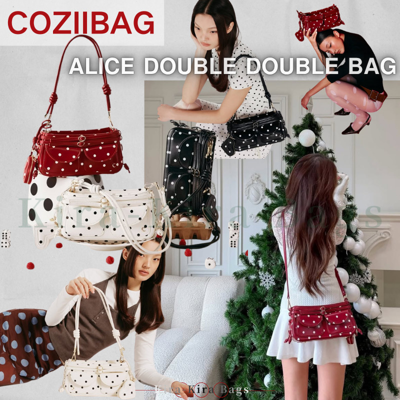 coziibag Alice double double bag in polka dot comes in 3 colors!🖤🤍💗#COZII #COZIIBag #NewCollection