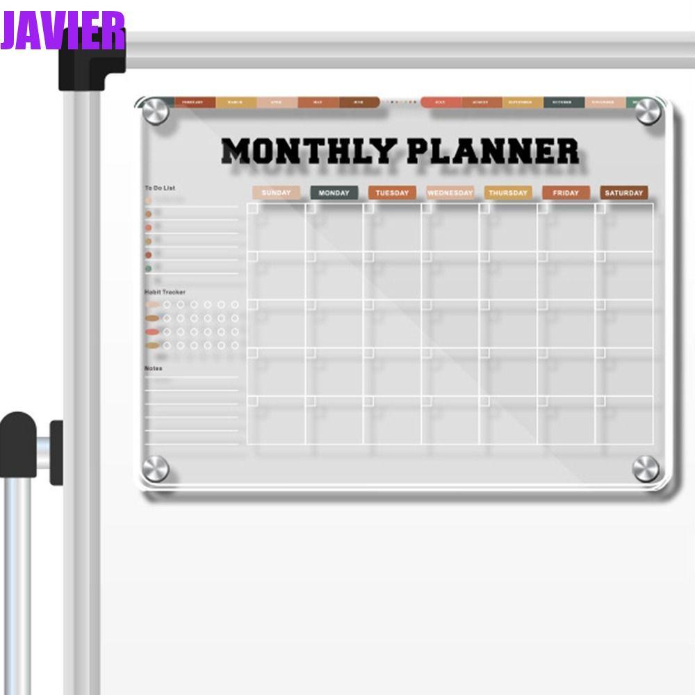 JAVIER Magnetic Acrylic Weekly Planner, 3D Transparent Erasable Memo Board, Wall-Mounted 5 Markers แ