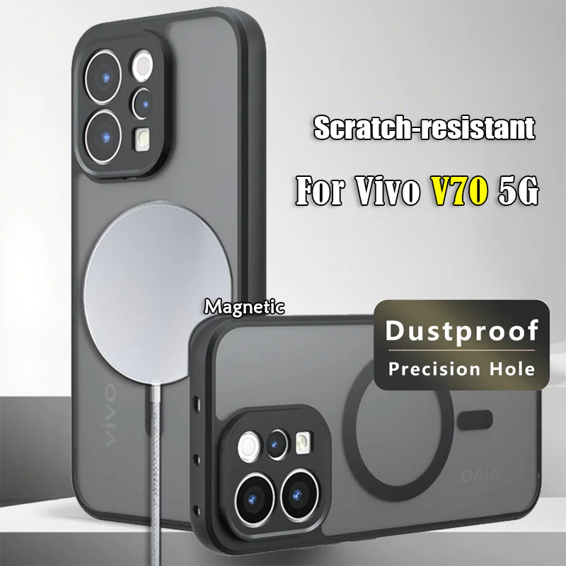 ปลอกแม่เหล็กสําหรับVivo V70 V60 VivoV70 V70Elite V 70 Elite V 60 Anti-Scratchโปร่งใสFrosted Clearเคสโทรศัพท์กันกระแทกป้องกันพลาสติกแข็งป้องกันลายนิ้วมือปกหลัง