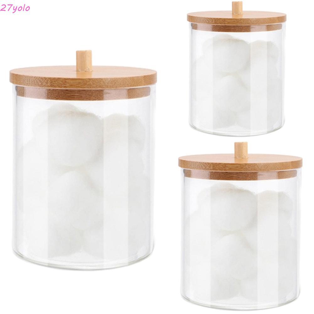 YOLO Qtips Holder สําหรับอุปกรณ์ห้องน้ําเครื่องสําอางอะคริลิคคอนเทนเนอร์มัลติฟังก์ชั่น Candy Bathroo