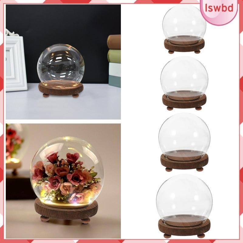 [lswbd] Dome Glass Display Case Terrarium Ball Shaped Stable Clear Dome สําหรับรูปถ่าย