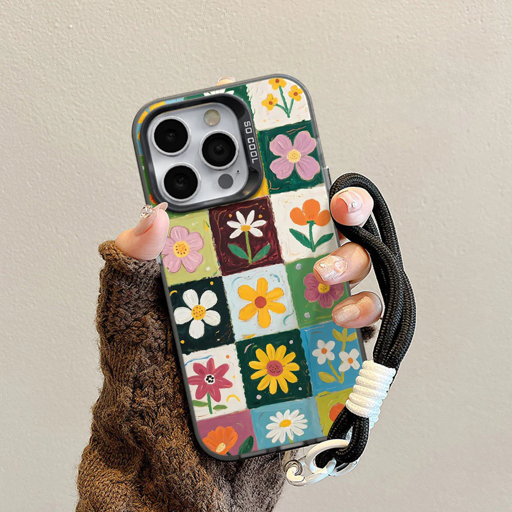 เคสสำหรับ iPhone 16 13 11 15 Pro XS XR 15 14 Plus 11 12 13 14 Pro Max 7+ 8+ XS Max เคสโทรศัพท์กันกระแทกลายดอกไม้การ์ตูนเ