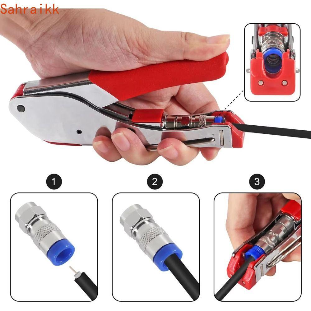 AXIOM Coax Cable Crimper, เหล็กคาร์บอนทนต่อการสึกหรอ Wire Stripper ชุดเครื่องมือ, เครื่องมือมัลติฟัง