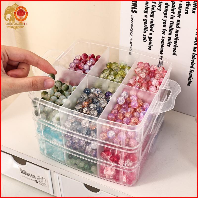 [RG1] 3 ชั้น 18-Grid โปร่งใสปรับ Staable ช่องสล็อตกล่องเก็บพลาสติกสําหรับจัดระเบียบของเล่นเครื่องประ