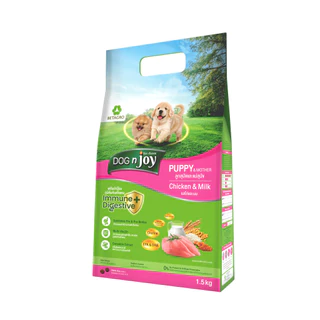 อาหารสุนัข Dog n joy [1.5 กิโลกรัม] ด็อกเอ็นจอย ขนาด 1.5 กิโลกรัม มีกรดอะมิโนที่จำเป็นต่อสุนัข