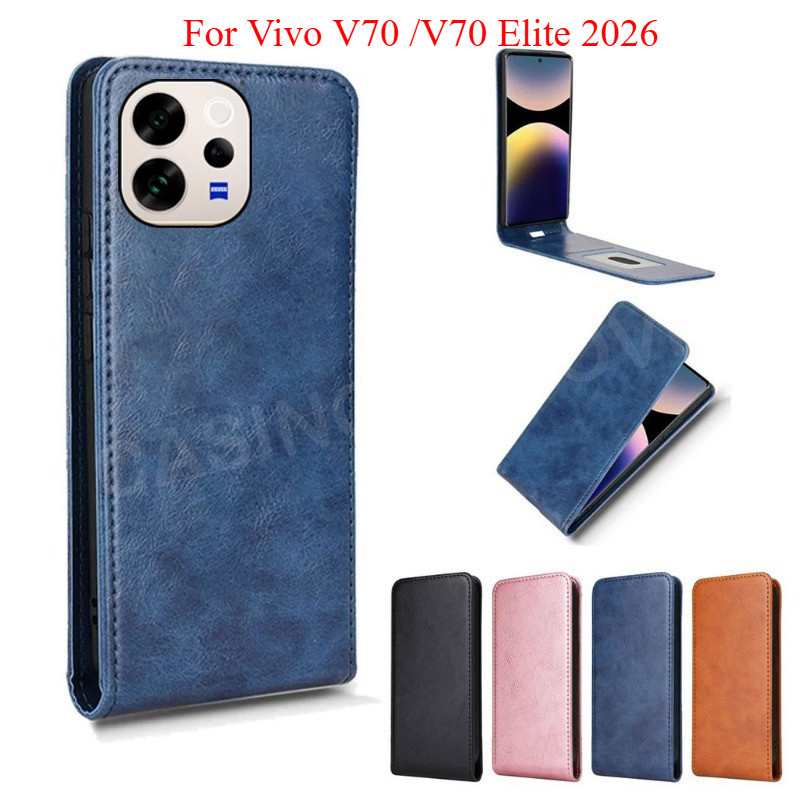 ปลอกสําหรับ Vivo V70 5G V70 Elite FE Lite 5G 4G 2026 Flip Vertical Case Flip Up และ Down Leather Pho