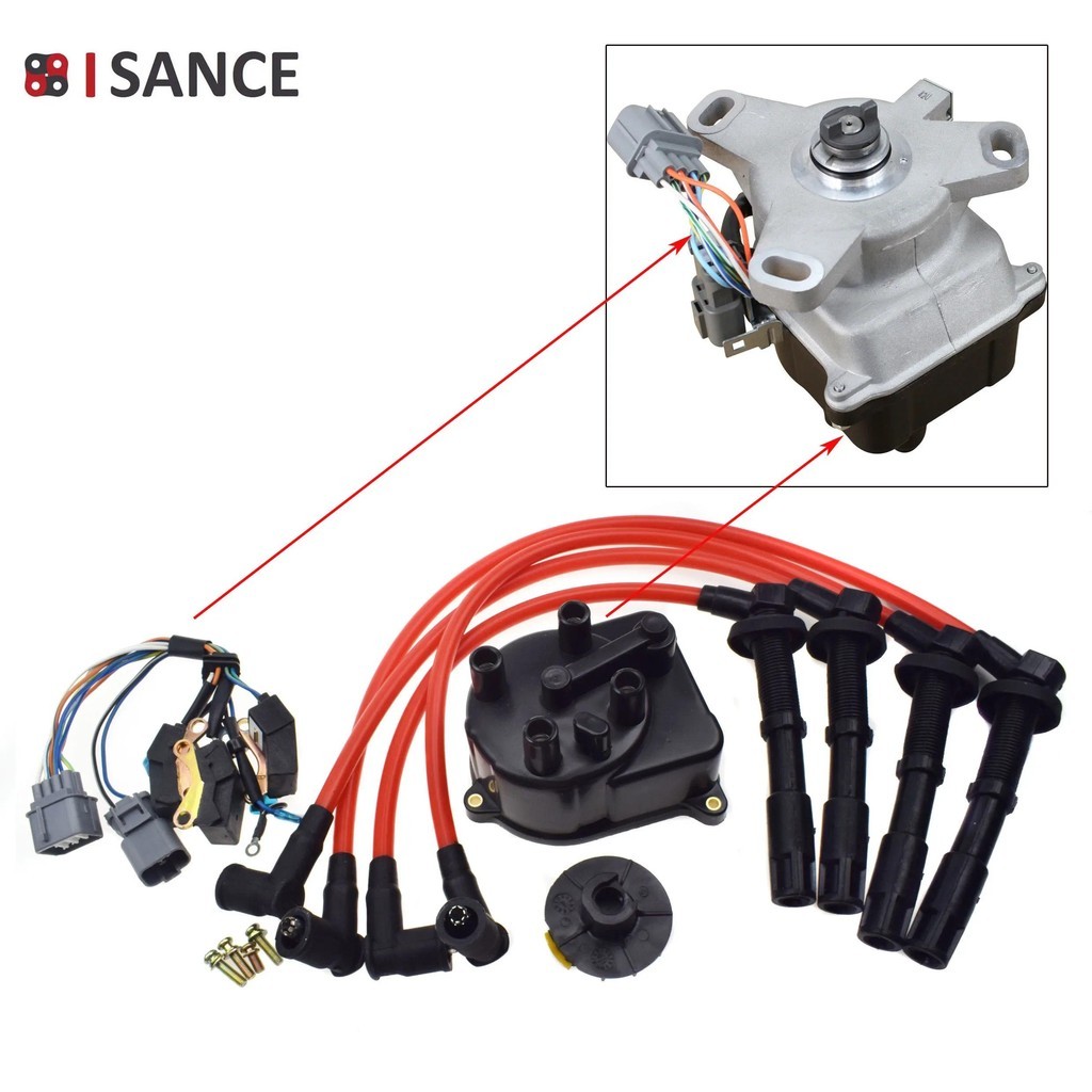 จุดระเบิดจําหน่ายหมวกมอเตอร์และสายไฟสายเชื่อมต่อปลั๊กสําหรับ Honda Civic & Civic del Sol 1.5L 1.6L T