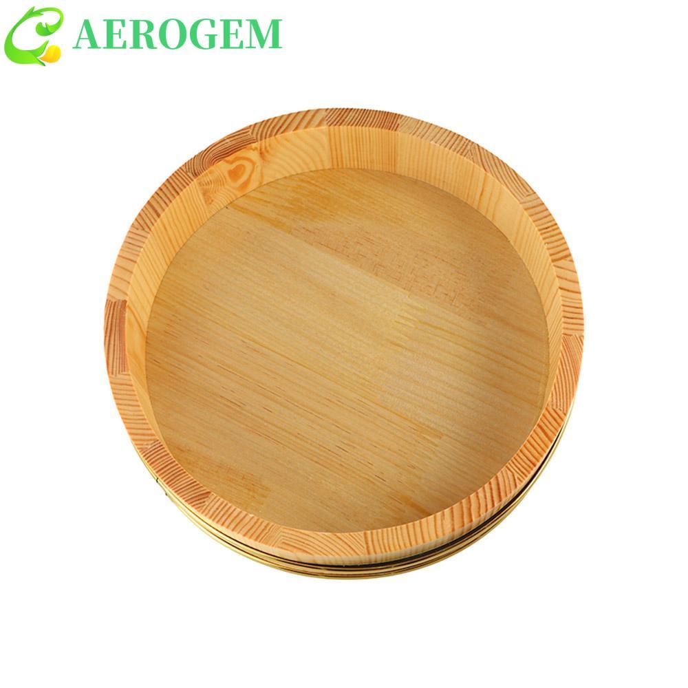 AEROGEM กล่องไม้, ประณีต Creative ข้าวชามซูชิถังอ่าง, ถาดนึ่ง Rustic Reusable Multi-Function ถาดกลมเสิร์ฟอาหาร