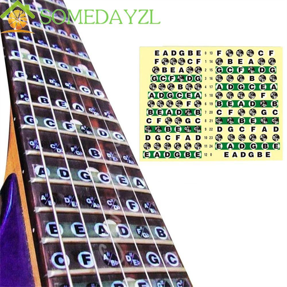 SOMEDAYZL กีตาร์ Scales สติกเกอร์เริ่มต้นดนตรี Scale การเรียนรู้เครื่องดนตรี Frets หมายเหตุ Decal กีตาร์ไฟฟ้า Fretboard สติกเกอร์