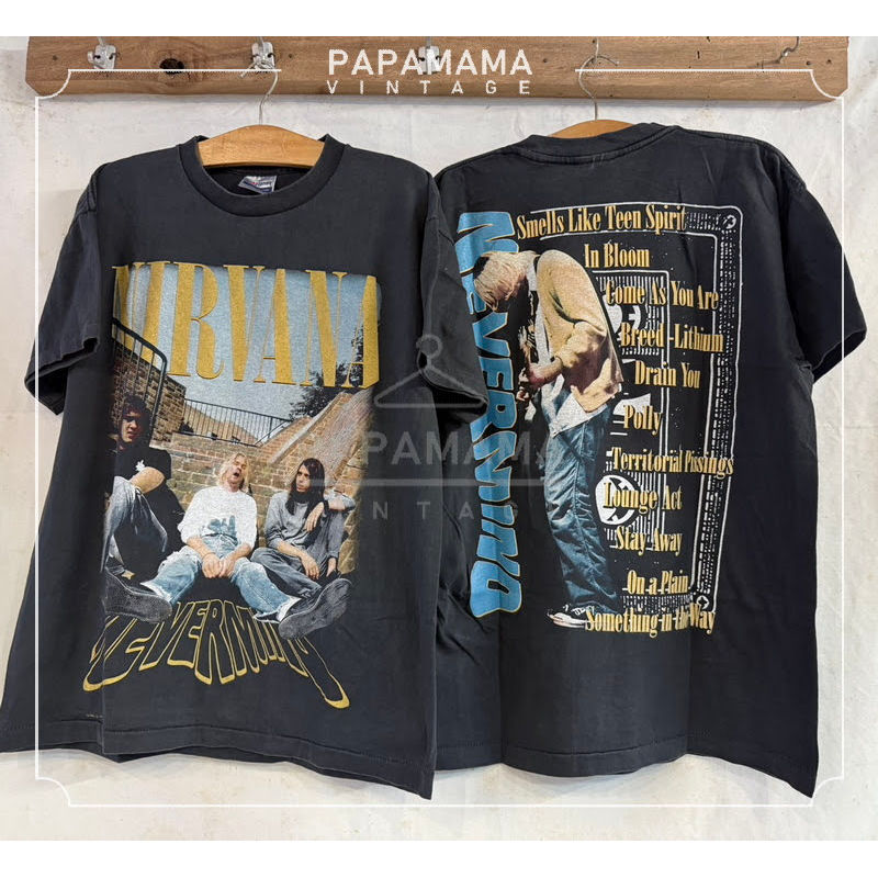 NIRVANA KURT COBAIN long sleeve แม่ชม Bio Washed tag USA เสื้อวินเทจ เสื้อทัวร์ วงร๊อค heavy vintage shirt