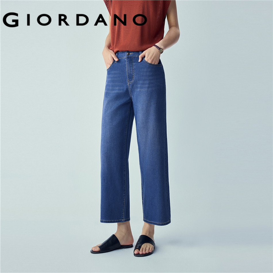 GIORDANO WOMEN Half elastic waist ankle length jeans 13426329