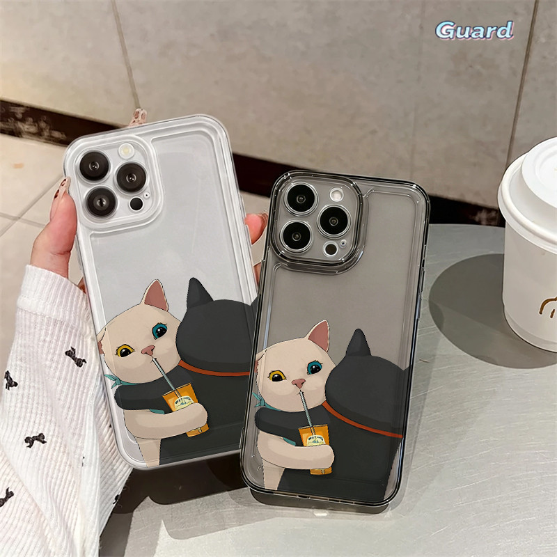 เคสแมวน้ําผลไม้iPhone 11 12 13 14 15 16 Pro X XR XS Max 7Plus 8Plus โปร่งใส-GD