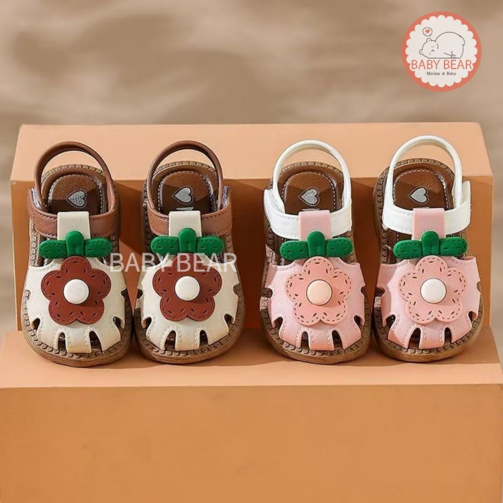 รองเท้าเด็ก รองเท้าเด็กเล็กดอกไม้น่ารัก เปิดหน้าเท้า สไตล์มินิมอล 🌸 อายุ1-3ปี