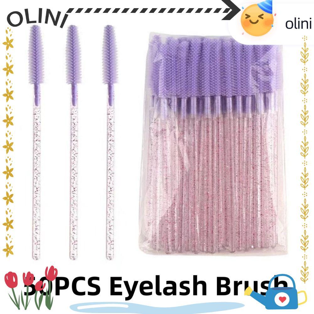 OLINI 50 ชิ้นแปรงขนตา, Microbrush คริสตัลซิลิโคน Lash แปรงแต่งหน้า, Eyelashes Extension Spoollie เครื่องสําอางเครื่องมือหวีคิ้ว
