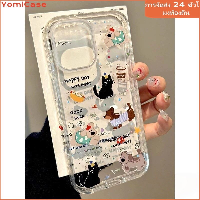 เคสไอโฟน15 16 สำหรับ iPhone 11 13 15 14 12 Pro Max 8Plus 7Plus XR 7 8 14 15 Plus X XS Max SE 2020 ปกแมวอาหารหวานน่ารัก