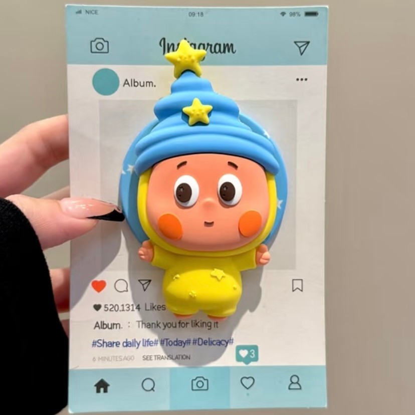 วงเล็บแม่เหล็ก giptok แม่เหล็ก น่ารักหมวกสีฟ้า Starman วงเล็บแม่เหล็กเหมาะสําหรับโทรศัพท์มือถือ MagS