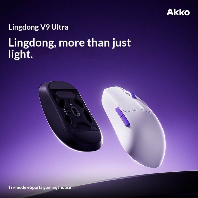 Akko Lingdong V9 Ultra เมาส์เล่นเกมไร้สายน้ําหนักเบา RGB Ergonomic PC Gamer เมาส์