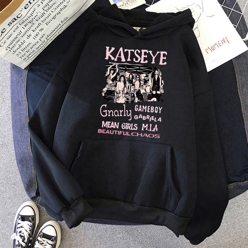 เสื้อแจ็คเก็ตมีฮู้ดสมาชิก Katseye kpop ผ้าฝ้าย Hoodie