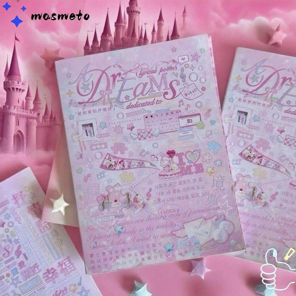 หนังสือสติกเกอร์ คุณมีโต สติกเกอร์ไดอารี่สไตล์ญี่ปุ่น 24 หน้า สีชมพู ทําเอง การ์ตูนสมุดสติกเกอร์เครื่องเขียนอุปกรณ์