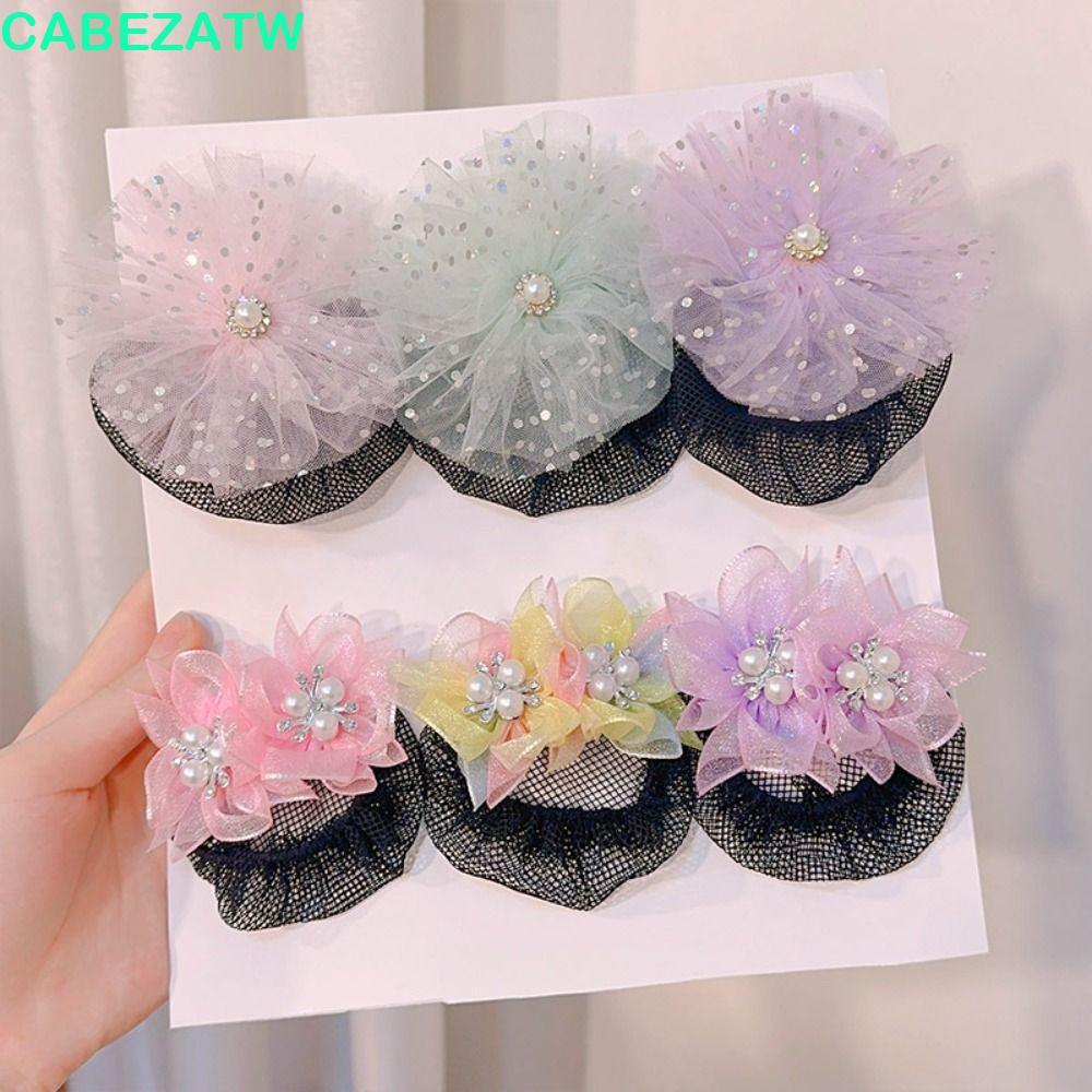CABEZATW Star Hair Nets, Princess Star Snood ฤดูใบไม้ผลิกิ๊บติดผม เครื่องมือจัดแต่งทรงผมตาข่ายและเลื่อม