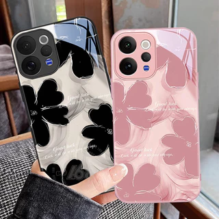 เคส Vivo V70 เคสลายดอกคาเมลเลียหลากสี เคสกันกระแทก หรูหราด้วยกระจกเหลว ขอบซิลิโคนอ่อนสำหรับผู้หญิงและสาว ๆ
