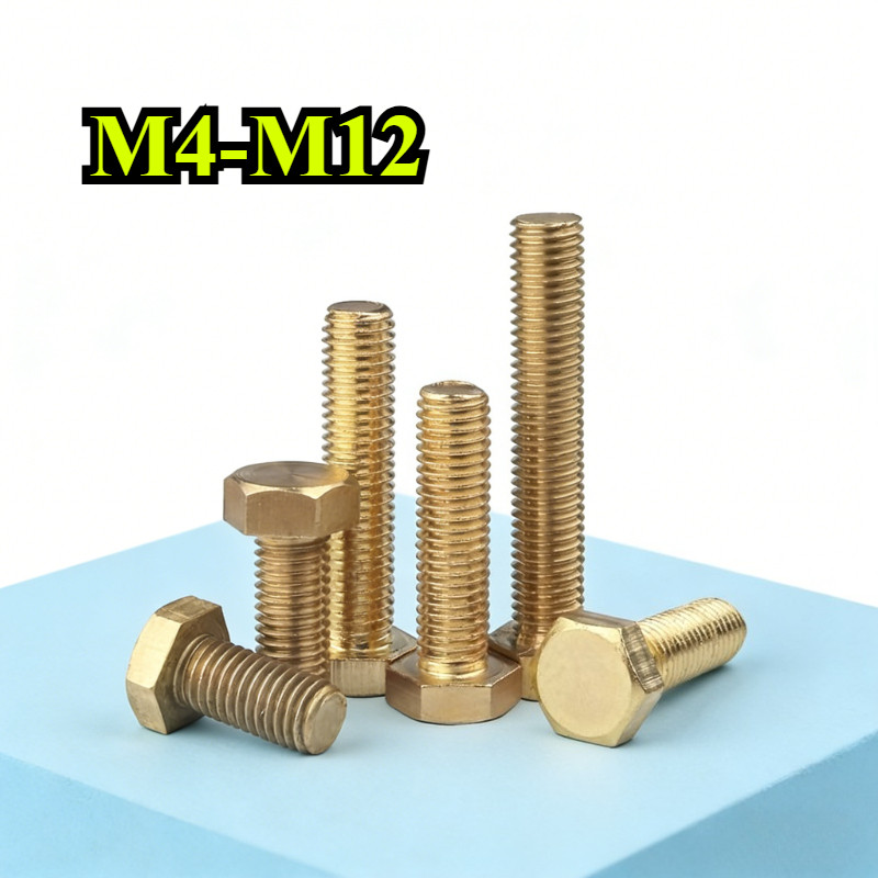 [ZQ-R] สกรูหกเหลี่ยมภายนอกทองแดง|Hex Full Thread Bolt M4/M5/M6/M8/M10/M12