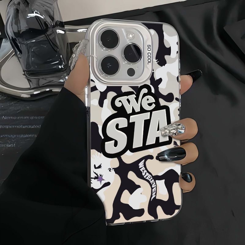 WeSTA English สําหรับ iPhone16Promax151413 เคสโทรศัพท์สีเงินเคลือบ XrXsmax ใหม่
