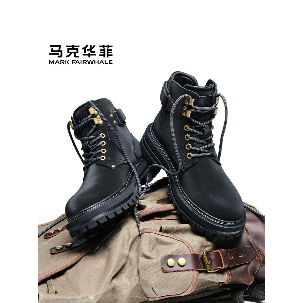 Mark Wahfi Martin Boots Men 2026 New Mens Shoes Winter Black Shoes High-Top Leather Boots Mens Boots
