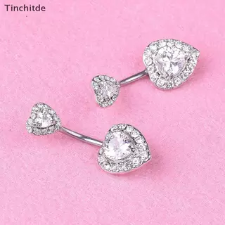 [Tinchitde] คริสตัลหัวใจสะดือปุ่มท้องแหวน Barbell แหวนสะดือเจาะเครื่องประดับ [ที่ต้องการ]