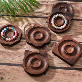 ถาดไม้ร้อยลูกปัด 10cm ไม้วอลนัท/ไม้สน/ไม้เผา สำหรับ DIY ทำสร้อยข้อมือ เครื่องประดับ อุปกรณ์คุณภาพดี