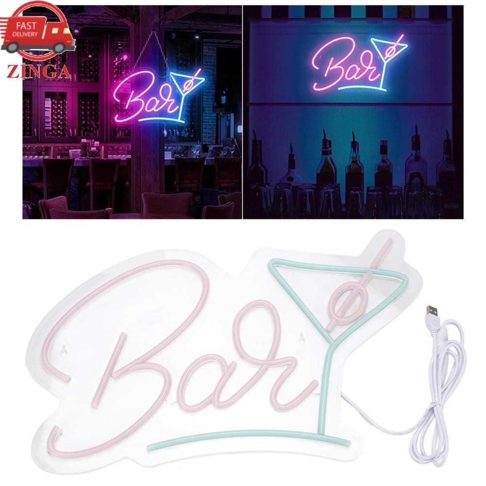 Zinga Zinga Luocute บาร์ป้ายนีออน 10.2x16.9in อะคริลิค LED แขวน USB Powered ตกแต่งบ้าน Bistro PARTY 
