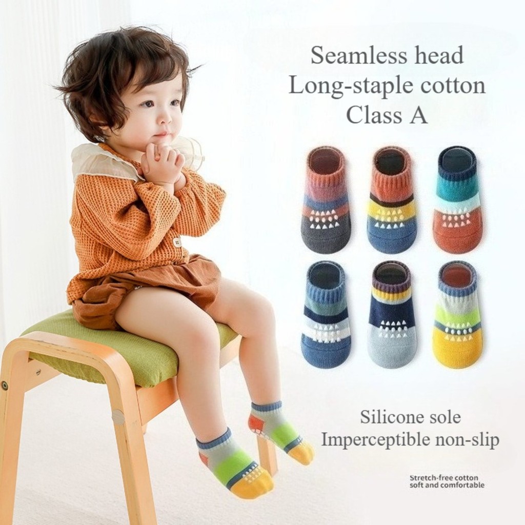 ถุงเท้าจับกระเด้ง P·K Bear 3 켤ม ทำจากผ้าฝ้ายคุณภาพสูง Class A 78.2%, มีระบบกันลื่น สำหรับทารกและเด็ก